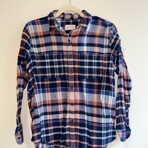 Universal Thread Navy and Peach Plaid Shirt